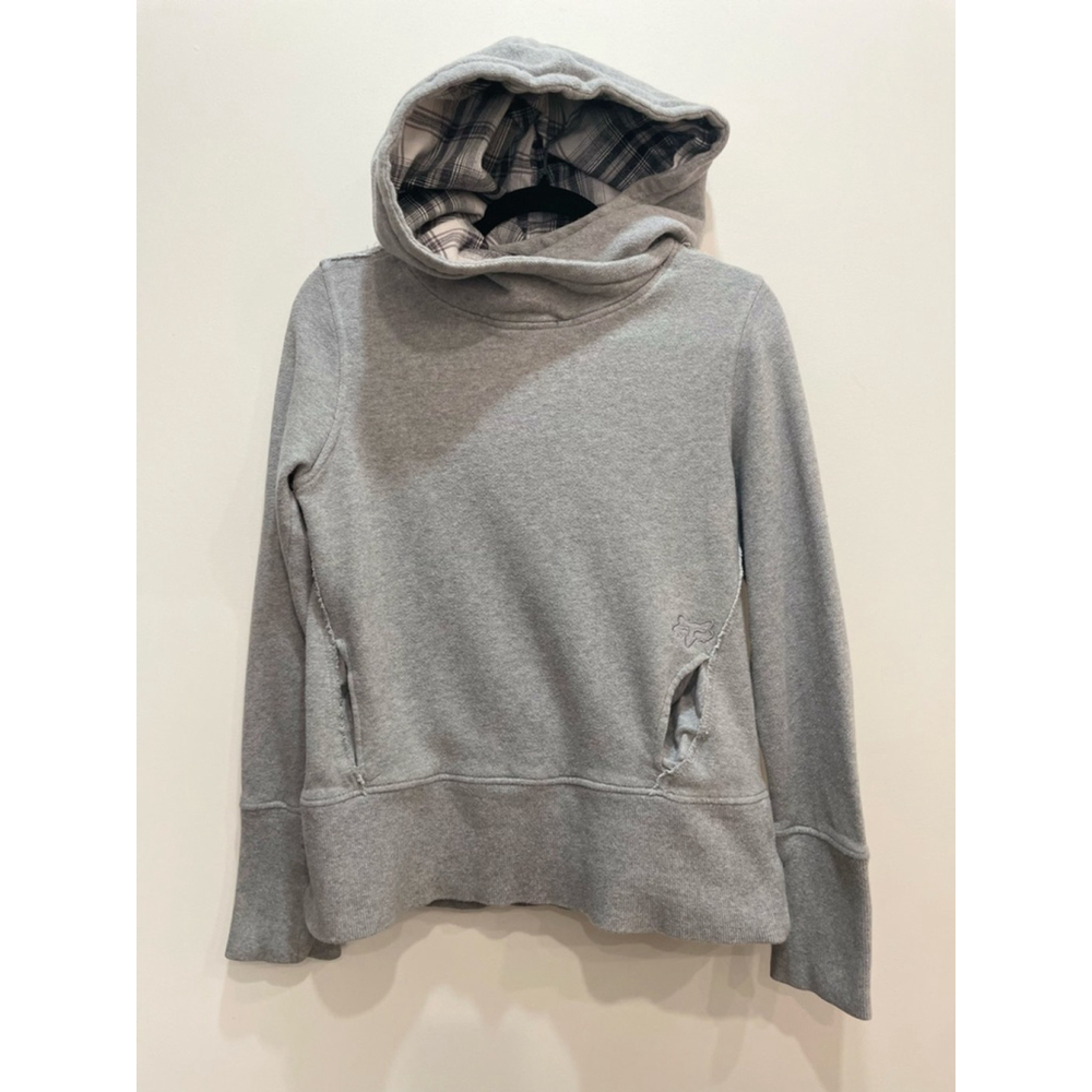 FOX Racing Pullover Hoodie Sweatshirt Women M / L Plaid Lined Y2K Foxhead Moto